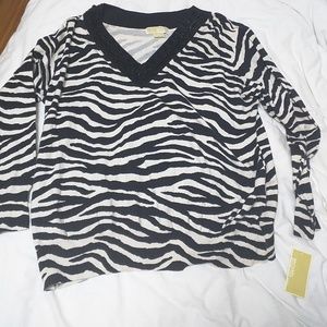 NWT Michael Kors plus size zebra sweater jewelneck